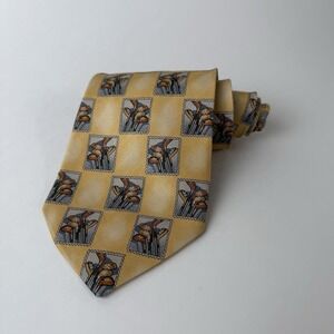 Tommy Bahama Vintage Necktie Men's Golf Yellow 100% Silk USA